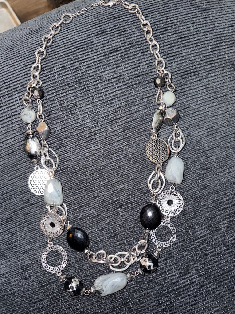 Ruby Rd Necklace Womens OS Black Gray Good Layered Silver-Tone Beaded Statement